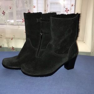 Clarks fur lined black suede ankle boot